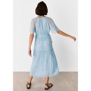 Whistles Blue Bamboo Leaves Gathered Dress